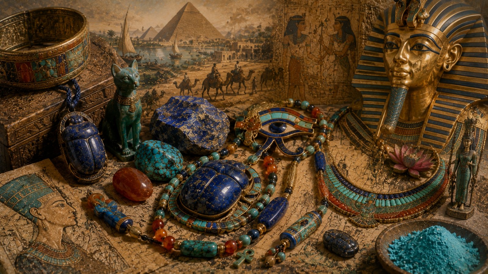 古代エジプトの宝石文化｜ターコイズ・ラピスラズリ・カーネリアン